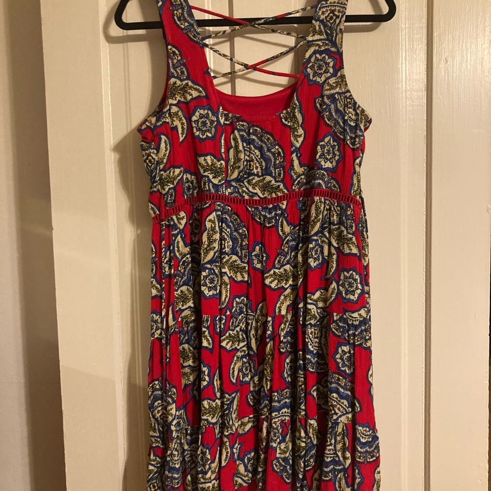 Maurices Red and Blue Sundress Sleeveless Scoop Neck